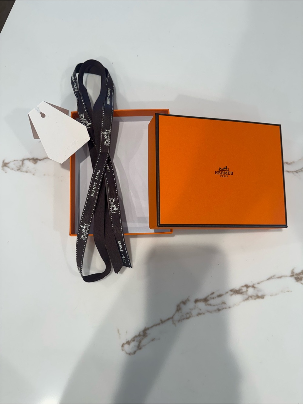 Hermes empty gift box with Black Signature Ribbon Accessory